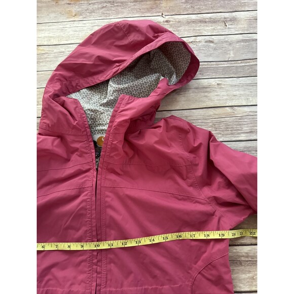Carhartt Lightweight Nylon Rain Jacket Pink Mauve Women's XS Full Zip Hood - Picture 7 of 9